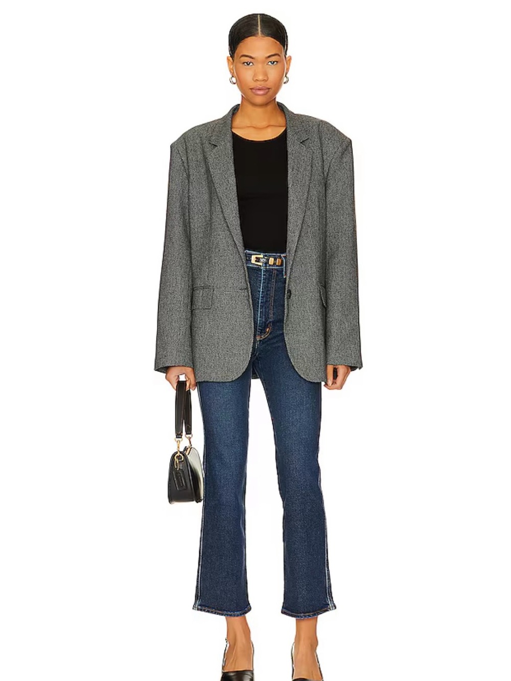 AGOLDE Indigo High-Rise Cropped Flare Jeans